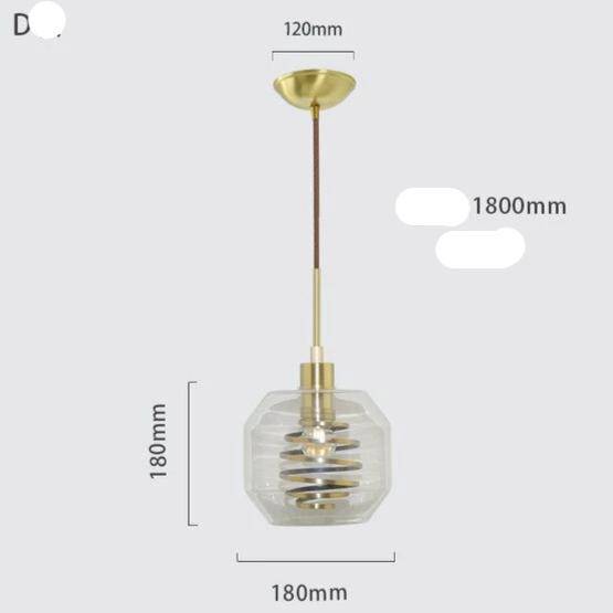 Suspension design en verre avec spirale dorée