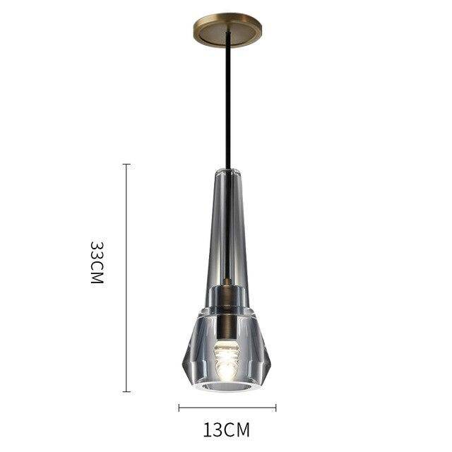 Suspension design en verre conique fumé cristal à LED Luxury