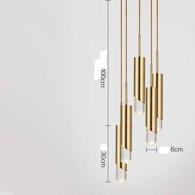 Suspension design LED avec cylindre en métal style Luxury