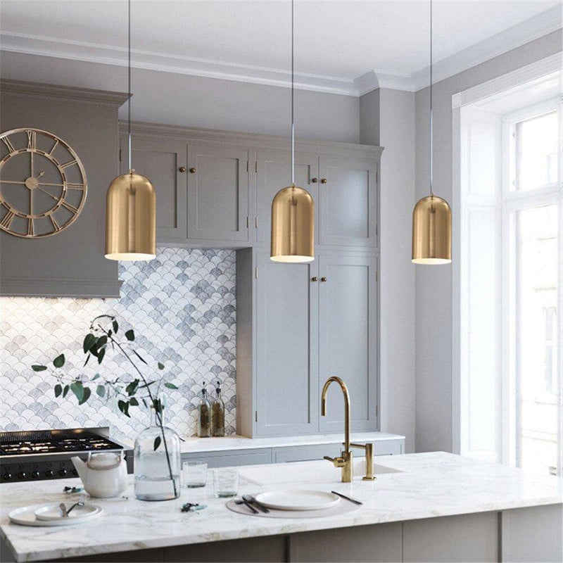 Suspension design LED avec cylindre doré arrondi Loft