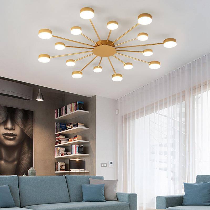 Plafonnier design soleil avec plusieurs ronds LED