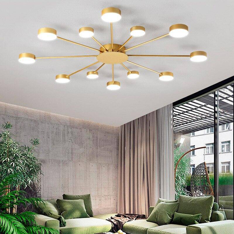 Plafonnier design soleil avec plusieurs ronds LED