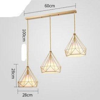 Lustre à suspensions à cages coniques dorées