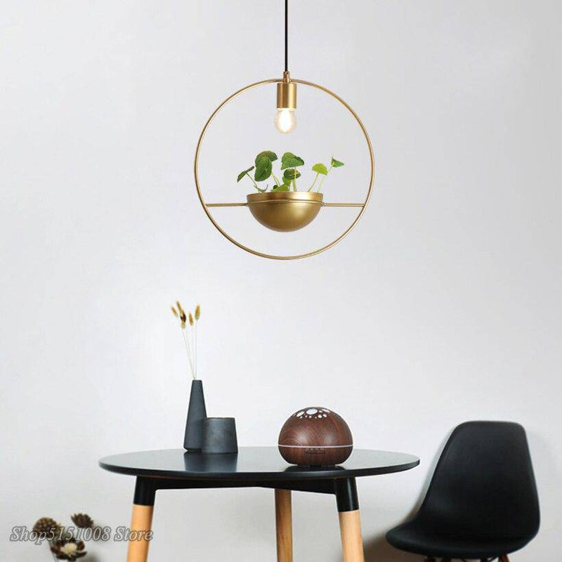 Suspension design LED avec anneau doré et métal et demi-sphère Luxury