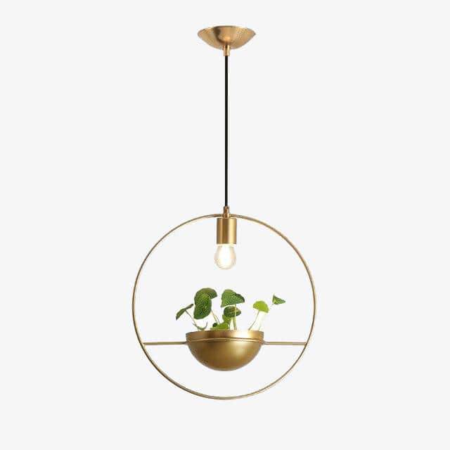 Suspension design LED avec anneau doré et métal et demi-sphère Luxury