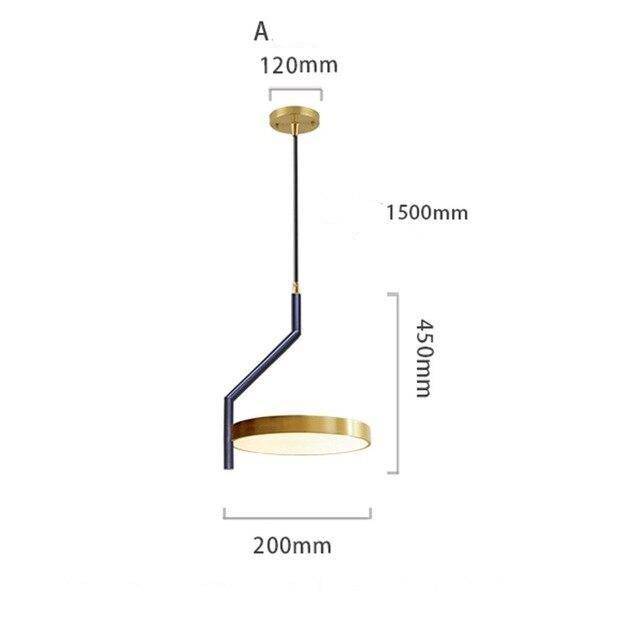 Suspension design LED avec cercle doré et finitions Creative