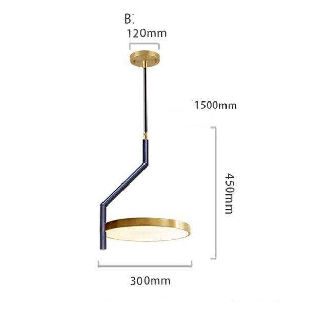 Suspension design LED avec cercle doré et finitions Creative