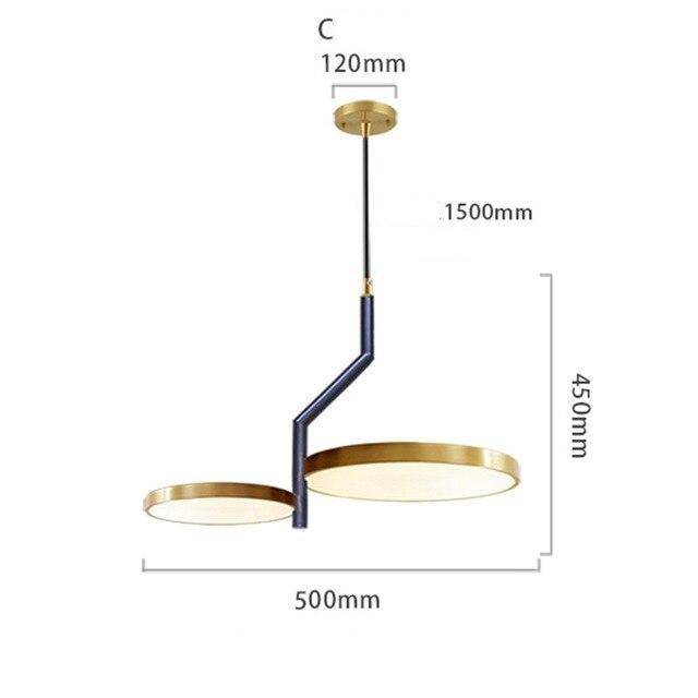 Suspension design LED avec cercle doré et finitions Creative