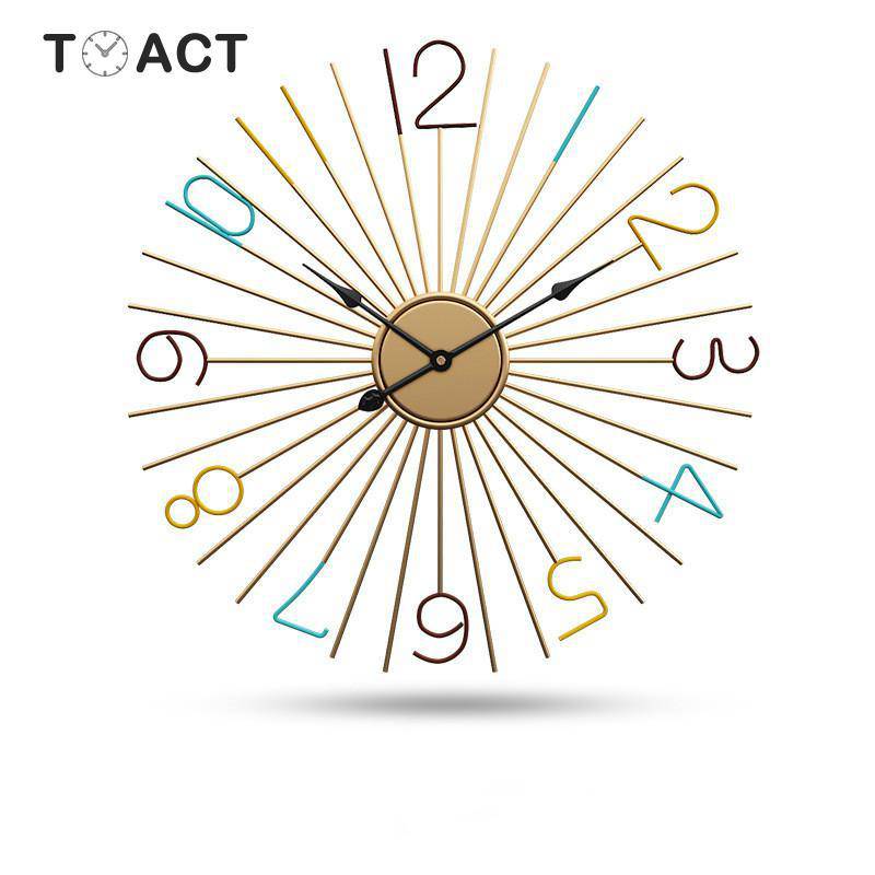 Horloge ronde design en métal et chiffres colorés 50cm