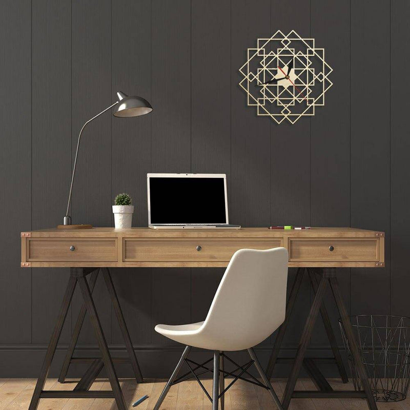 Horloge murale en bois avec rectangles superposés 30cm Mandala