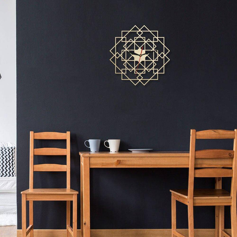 Horloge murale en bois avec rectangles superposés 30cm Mandala