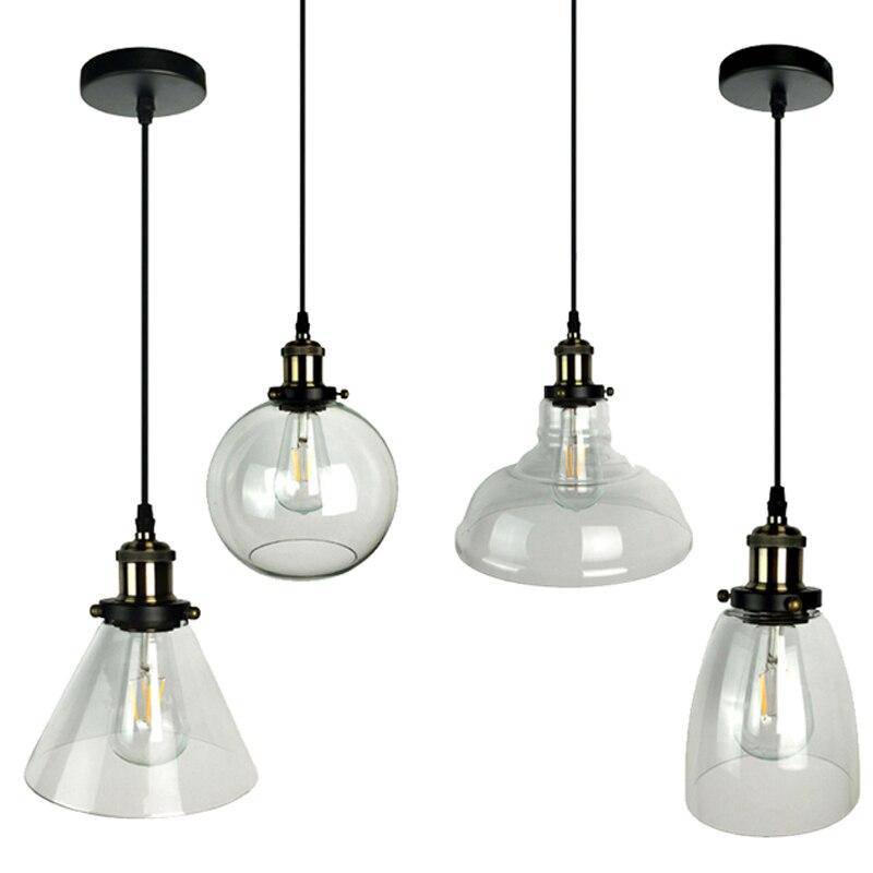 Suspension moderne LED noir avec abat-jour en verre Loft