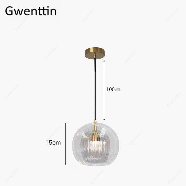 Suspension LED boule en verre avec tige dorée Modern