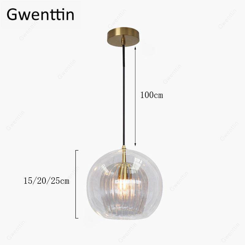 Suspension LED boule en verre avec tige dorée Modern