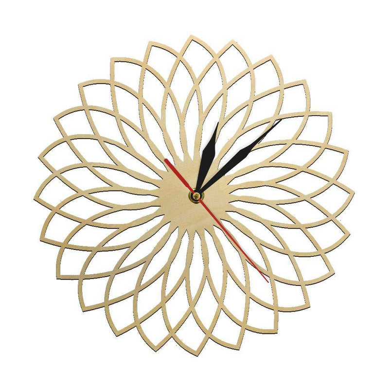 Horloge murale en bois rosace géométrique 30cm Floral