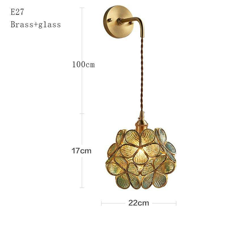 Applique murale design LED avec plusieurs trèfles en verre et métal