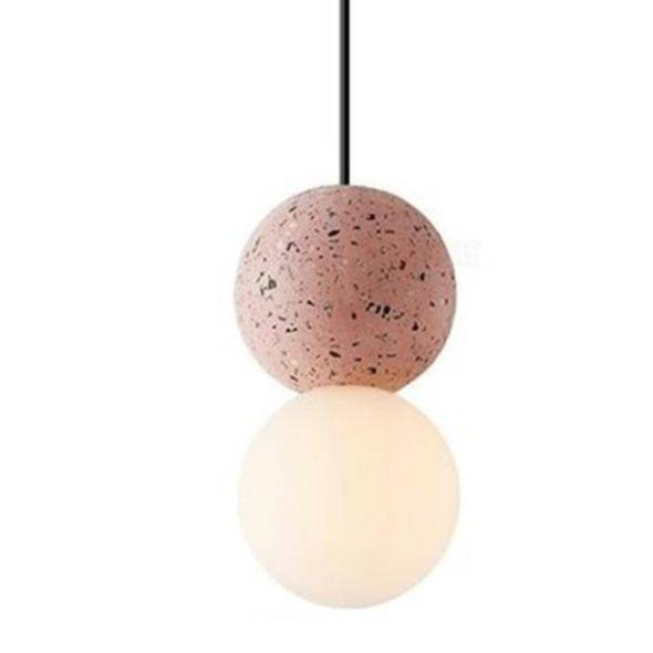 Suspension design en boule en ciment façon terrazzo LED
