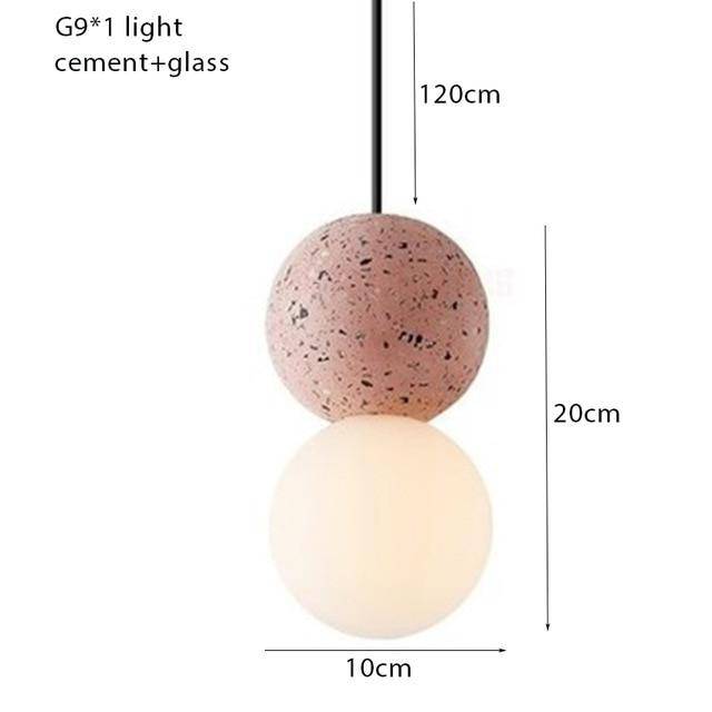 Suspension design en boule en ciment façon terrazzo LED