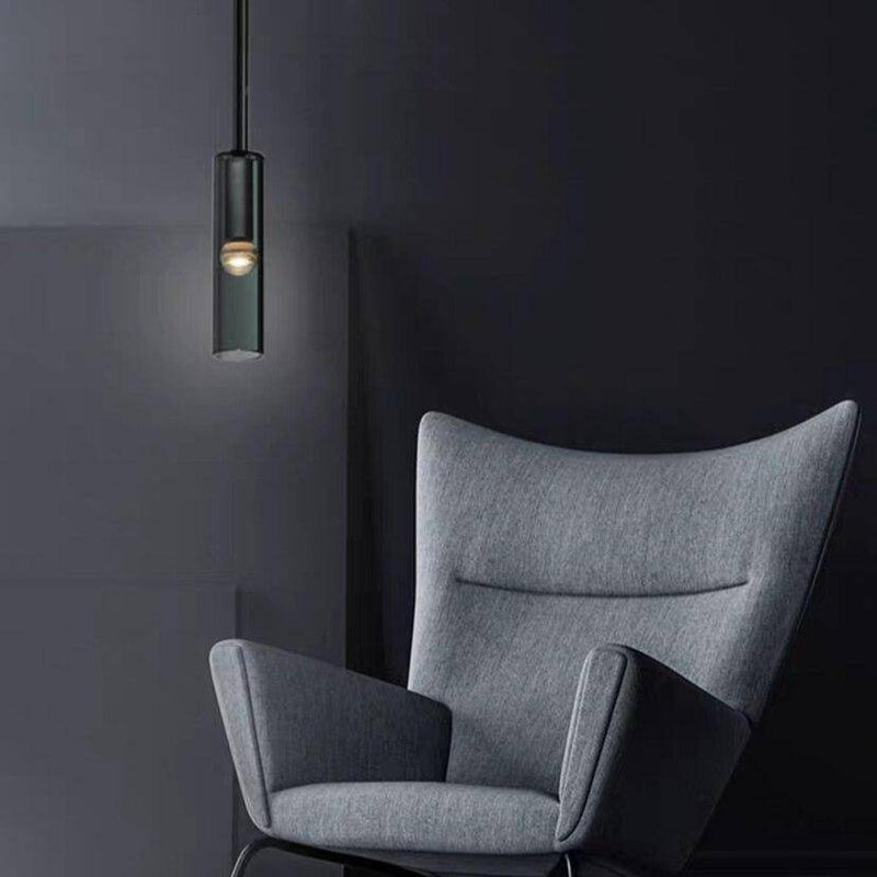 Suspension design à LED cylindrique en verre cristal Fly