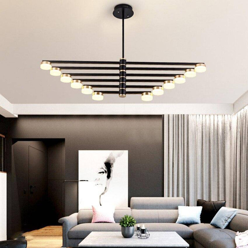 Lustre design avec bras et lampes LED dorées Living