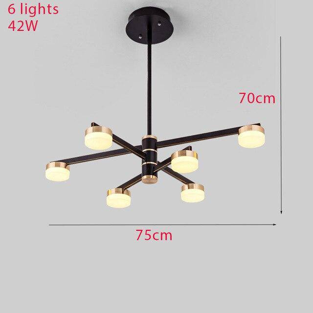 Lustre design avec bras et lampes LED dorées Living