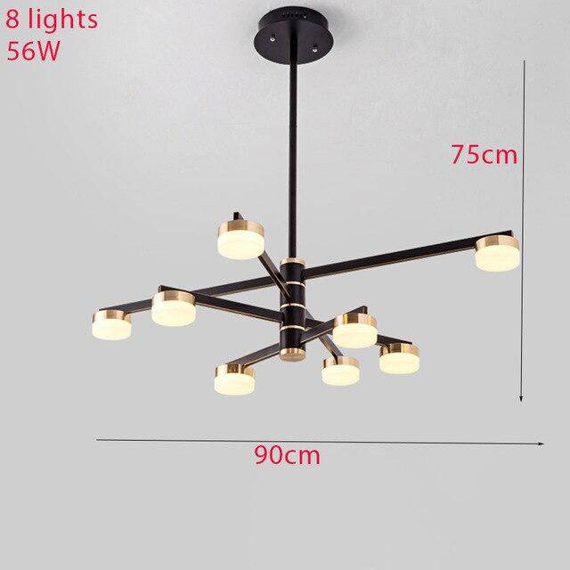 Lustre design avec bras et lampes LED dorées Living