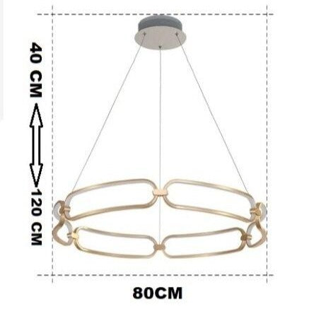 Lustre design à LED doré avec anneaux Pavia