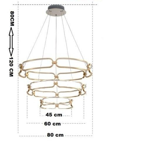 Lustre design à LED doré avec anneaux Pavia