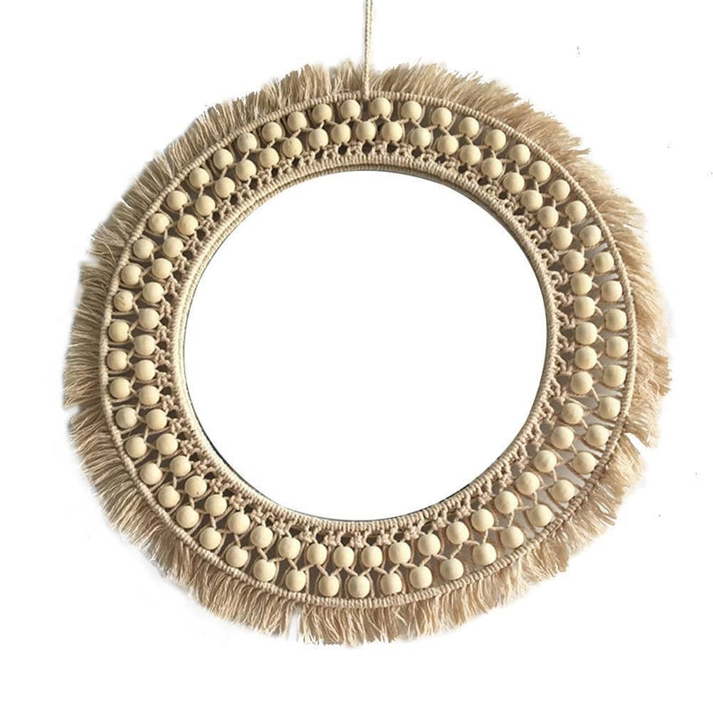 Miroir mural rond en rotin 40cm