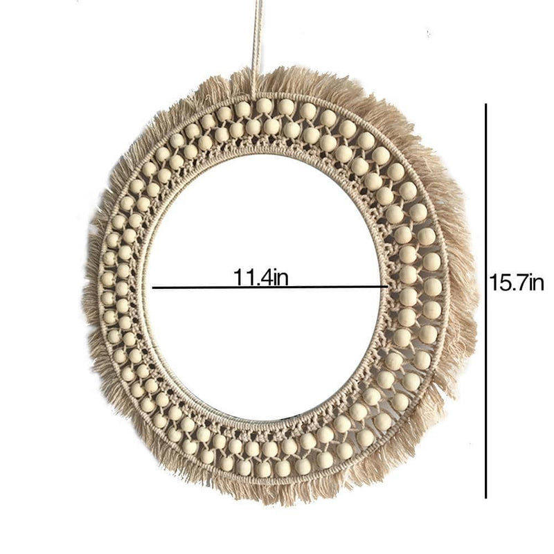 Miroir mural rond en rotin 40cm