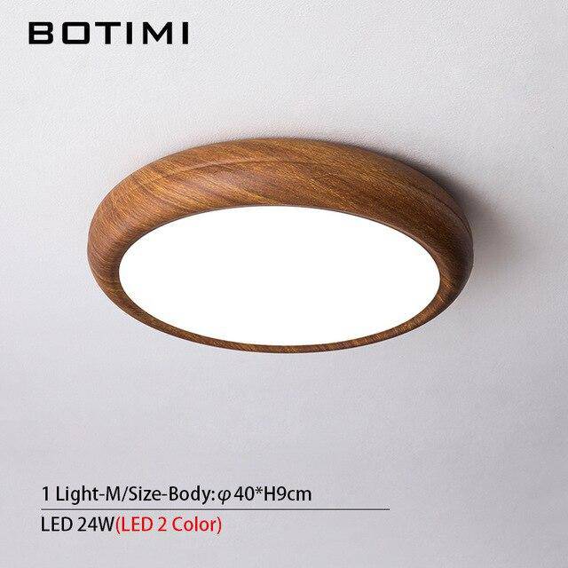 Plafonnier moderne LED rond imitation bois