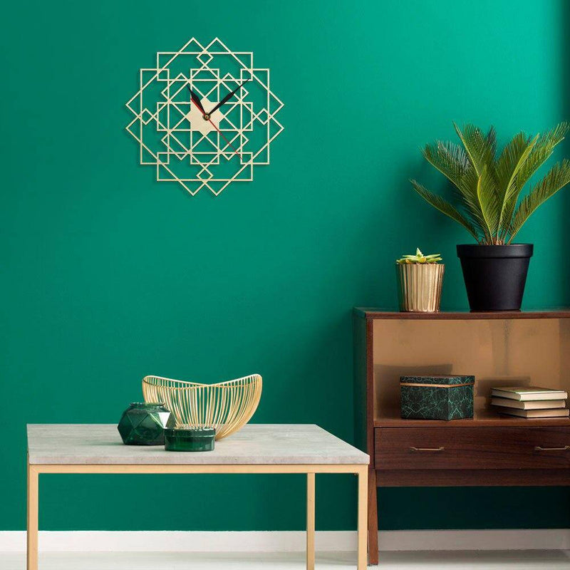 Horloge murale en bois avec rectangles superposés 30cm Mandala