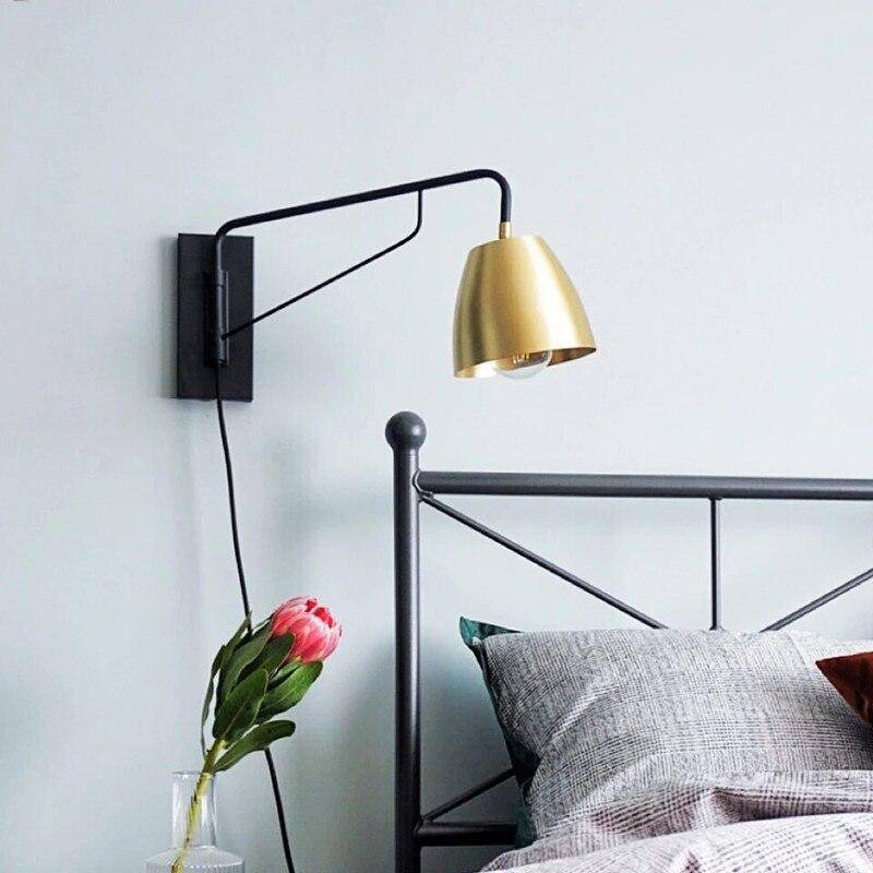 Applique murale LED avec abat-jour arrondi cuivré style Loft