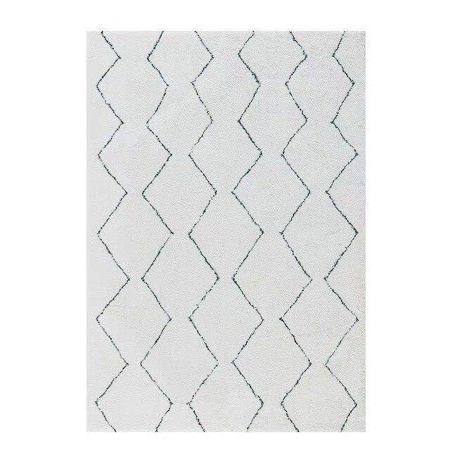 Tapis shaggy rectangle style berbère blanc à dessins Line C