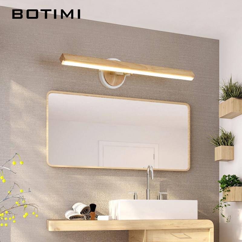 Applique moderne LED allongée en bois pour miroir style Sconce
