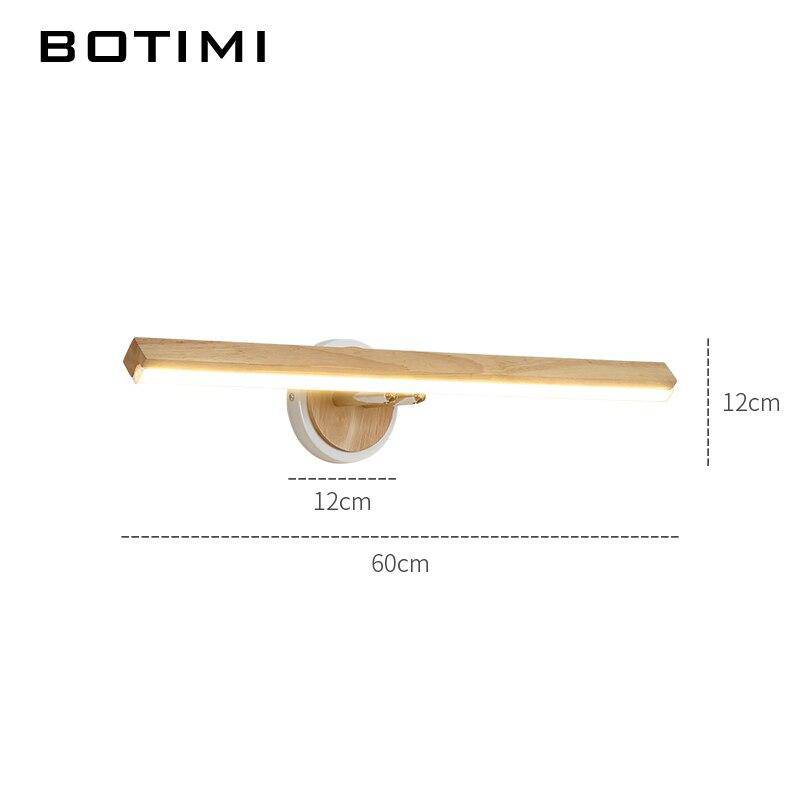 Applique moderne LED allongée en bois pour miroir style Sconce