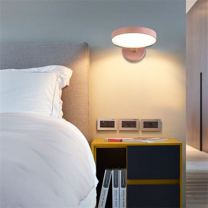 Applique murale scandinave LED circulaire et détails en bois Cesia