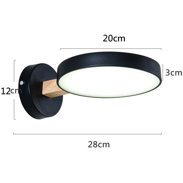Applique murale scandinave LED circulaire et détails en bois Cesia