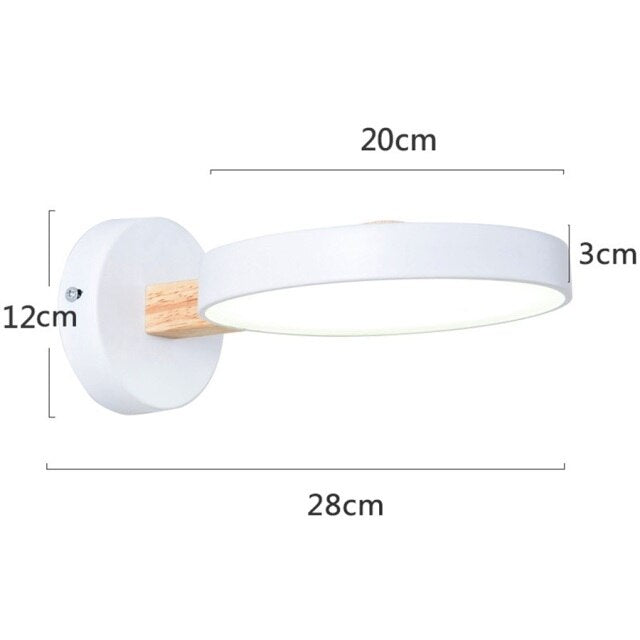 Applique murale scandinave LED circulaire et détails en bois Cesia