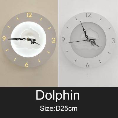 Horloge murale ronde style moderne aux motifs animaux 25cm