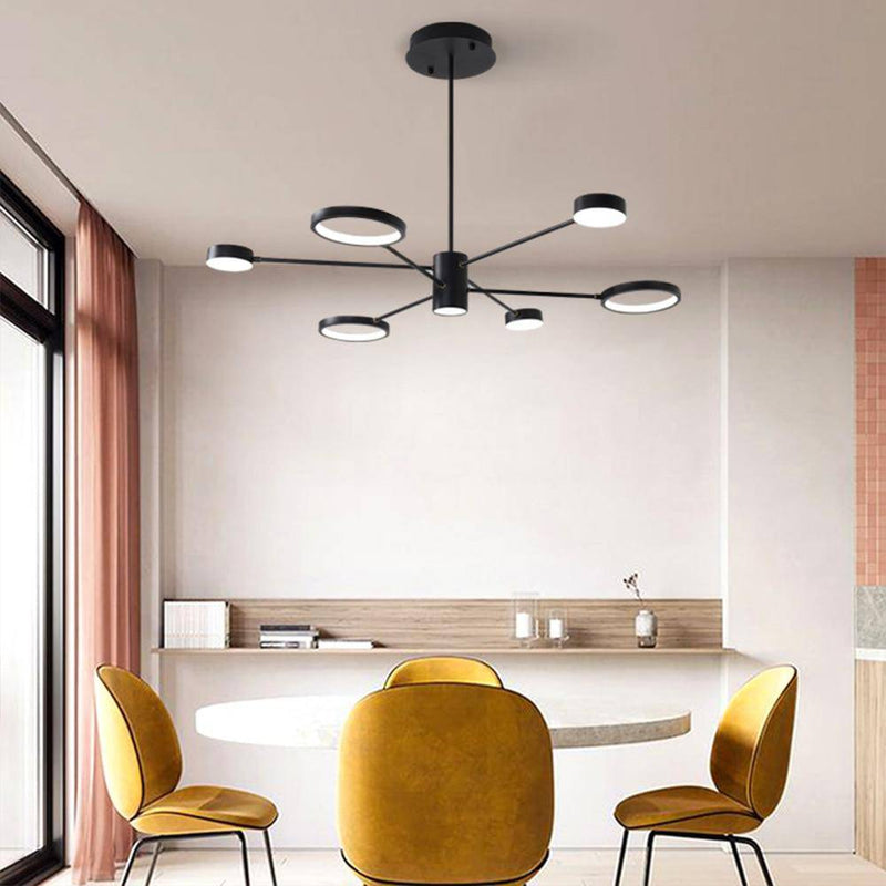 Lustre design LED avec plusieurs lampes noires Creative