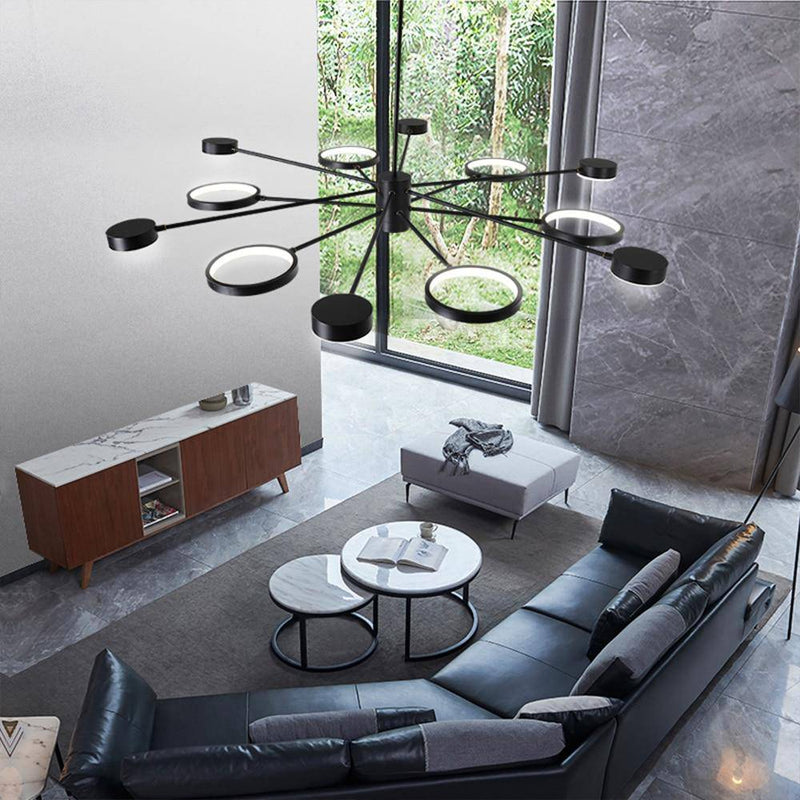 Lustre design LED avec plusieurs lampes noires Creative