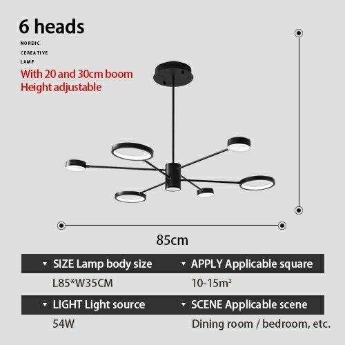 Lustre design LED avec plusieurs lampes noires Creative