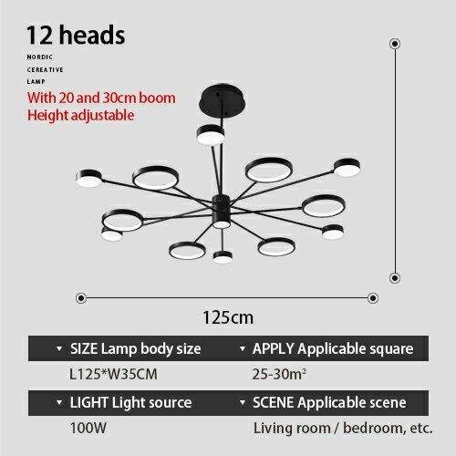 Lustre design LED avec plusieurs lampes noires Creative