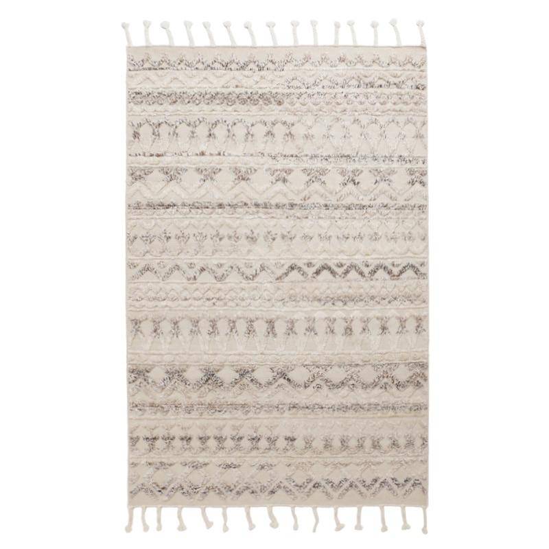 Tapis indien rectangle en laine fait à la main avec franges Woven
