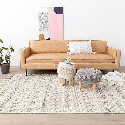 Tapis indien rectangle en laine fait à la main avec franges Woven