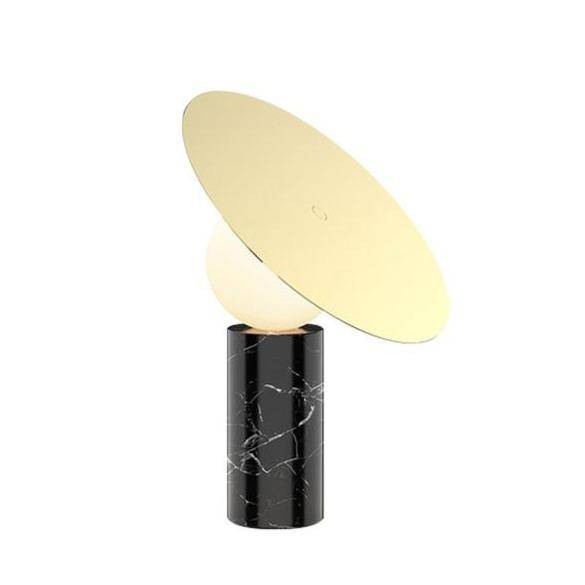 Lampe à poser design LED en marbre avec boule et disque en verre