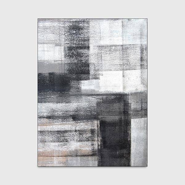 Tapis rectangle moderne noir et blanc Ink B