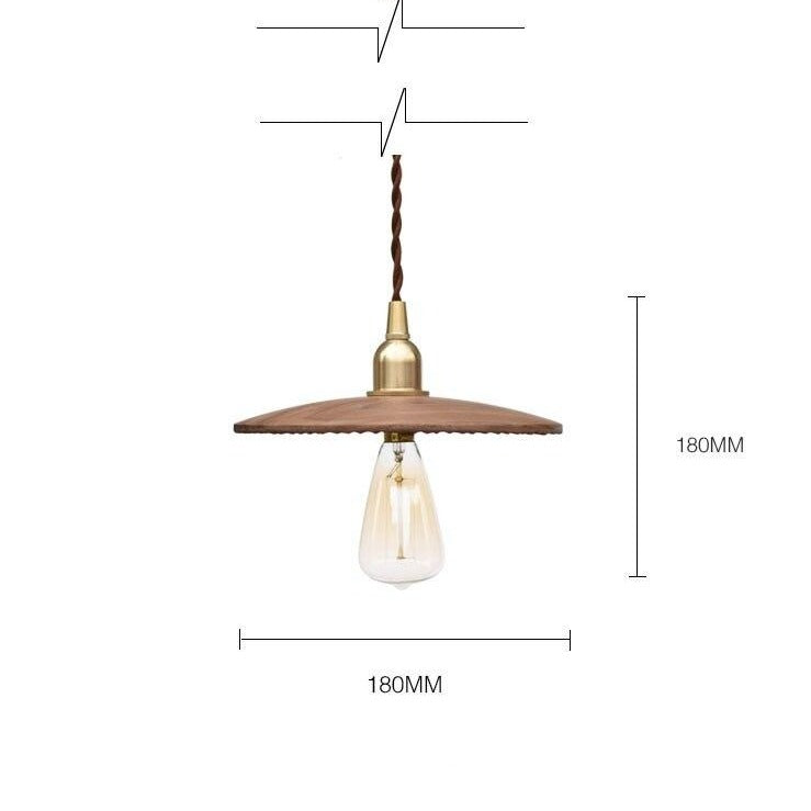 Suspension vintage rond en bois et fer Balyn