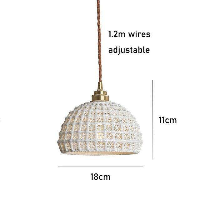 Suspension vintage LED blanche style japonais